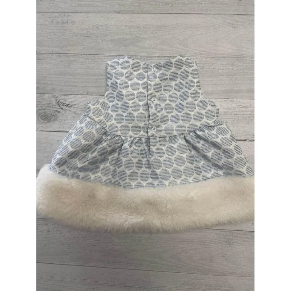 Cat And Jack metallic blue faux fur Dress 3/6 Months‎